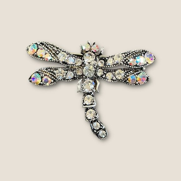 Lot Of 5 Dragonfly Brooch Pins Assorted Styles Rhinestones & Enamel Silver-Tone - Picture 8 of 8